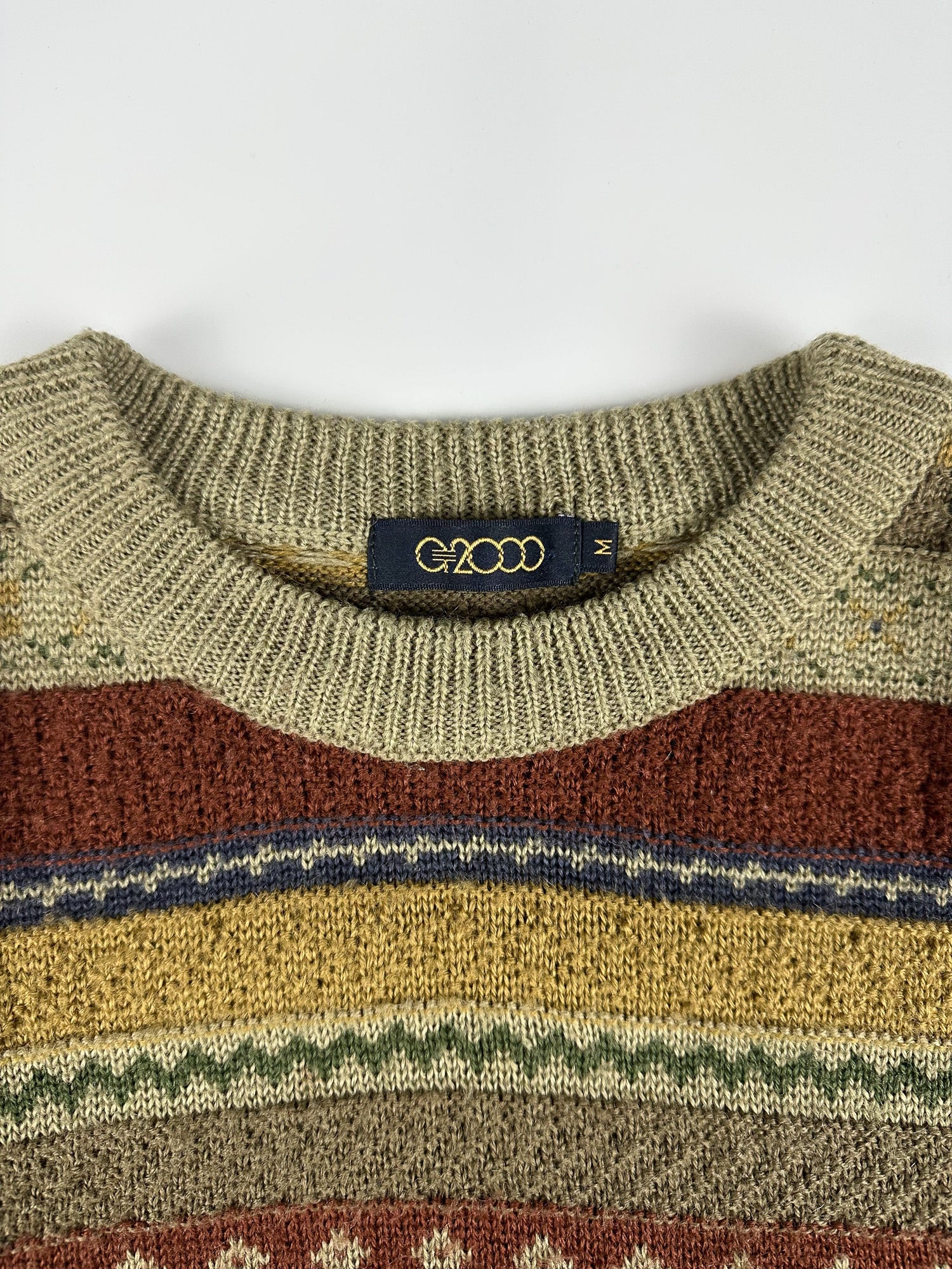 Preloved G2000 Western Pattern Textured Knit Round Neck Sweater (M)