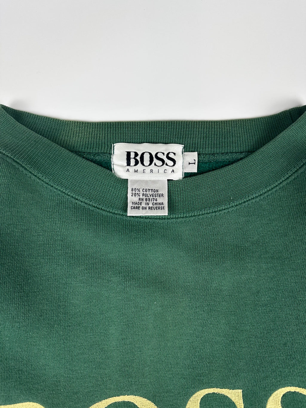 Vinntage 90s Hugo Boss America Embroidered Block Spellout Crewneck Sweatshirt (L/XL)