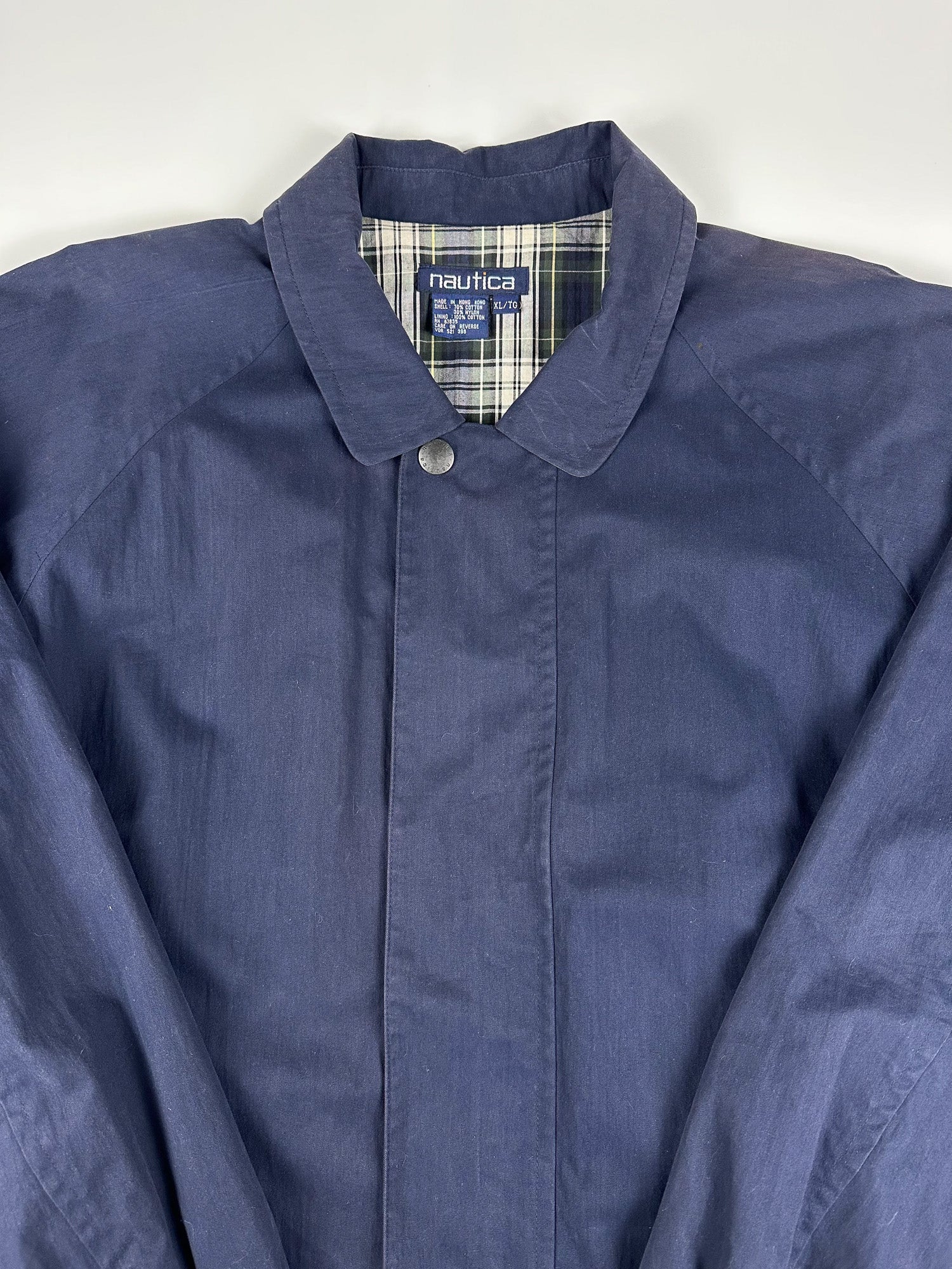 Vintage 90s Nautica Plaid Lined Heavyweight Utility Trench Parka Jacket (XL)
