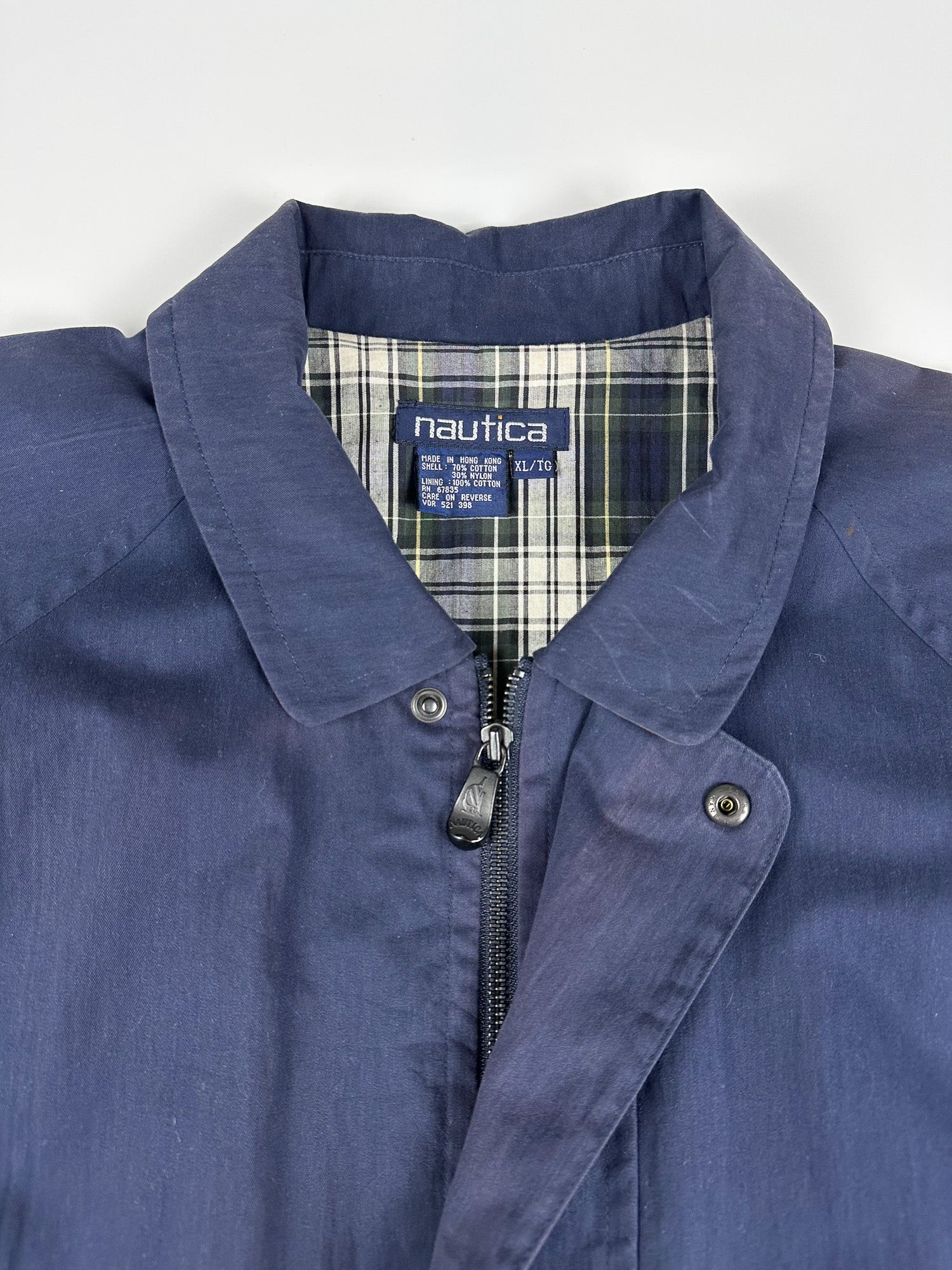 Vintage 90s Nautica Plaid Lined Heavyweight Utility Trench Parka Jacket (XL)