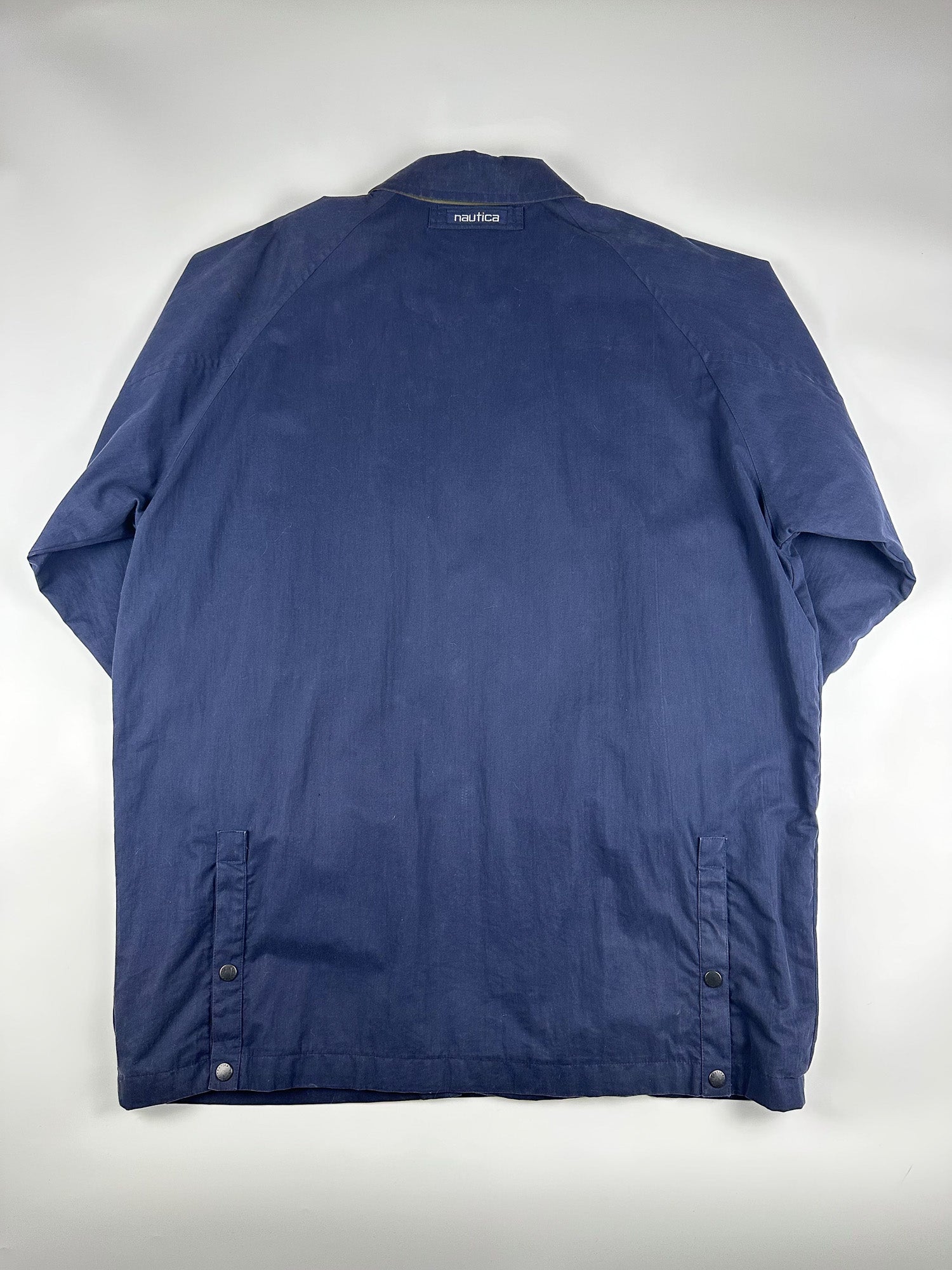 Vintage 90s Nautica Plaid Lined Heavyweight Utility Trench Parka Jacket (XL)
