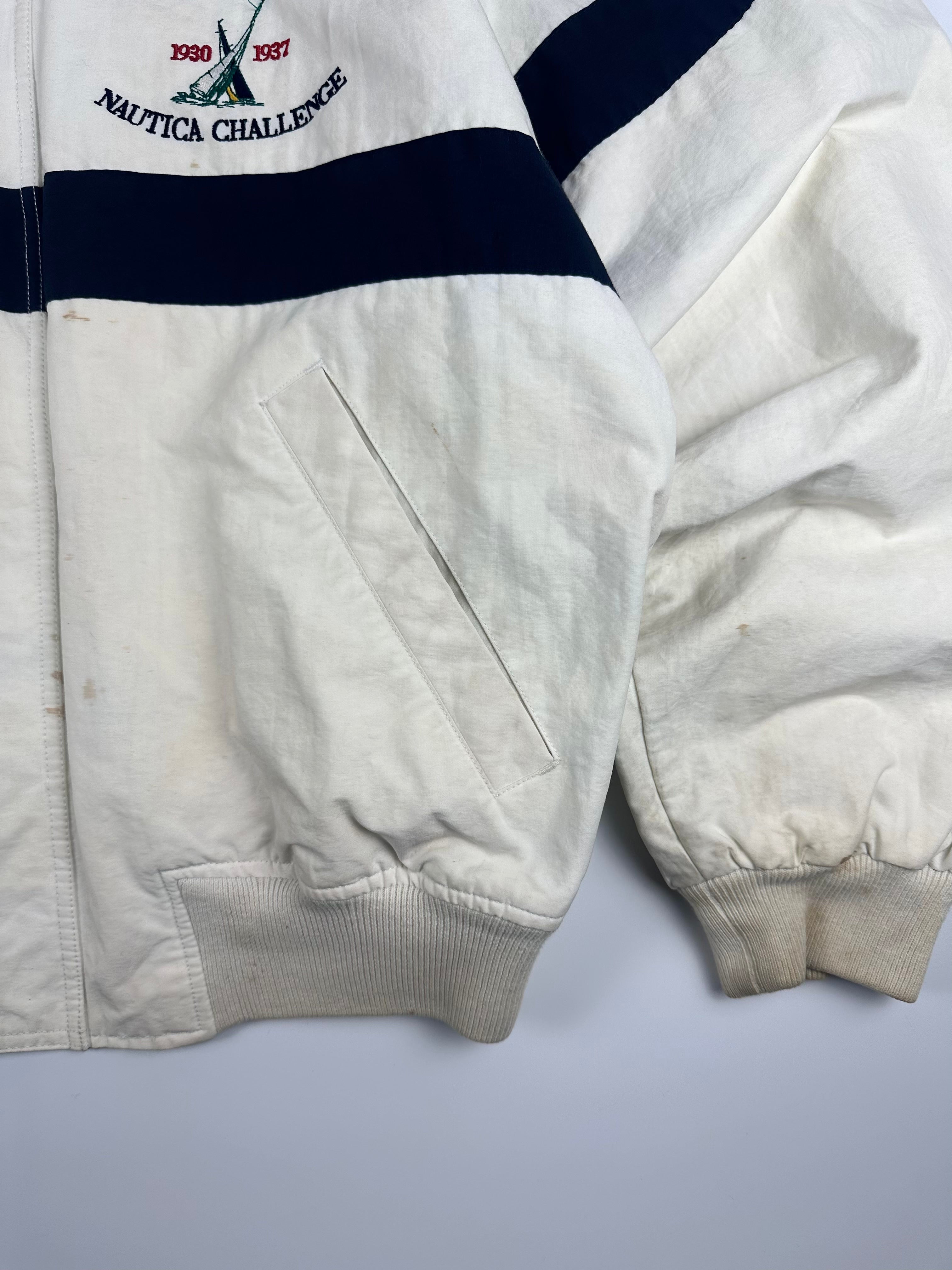 Vintage 90s Nautica Challenge J-Class Horizontal Striped Sailing Jacket (L)