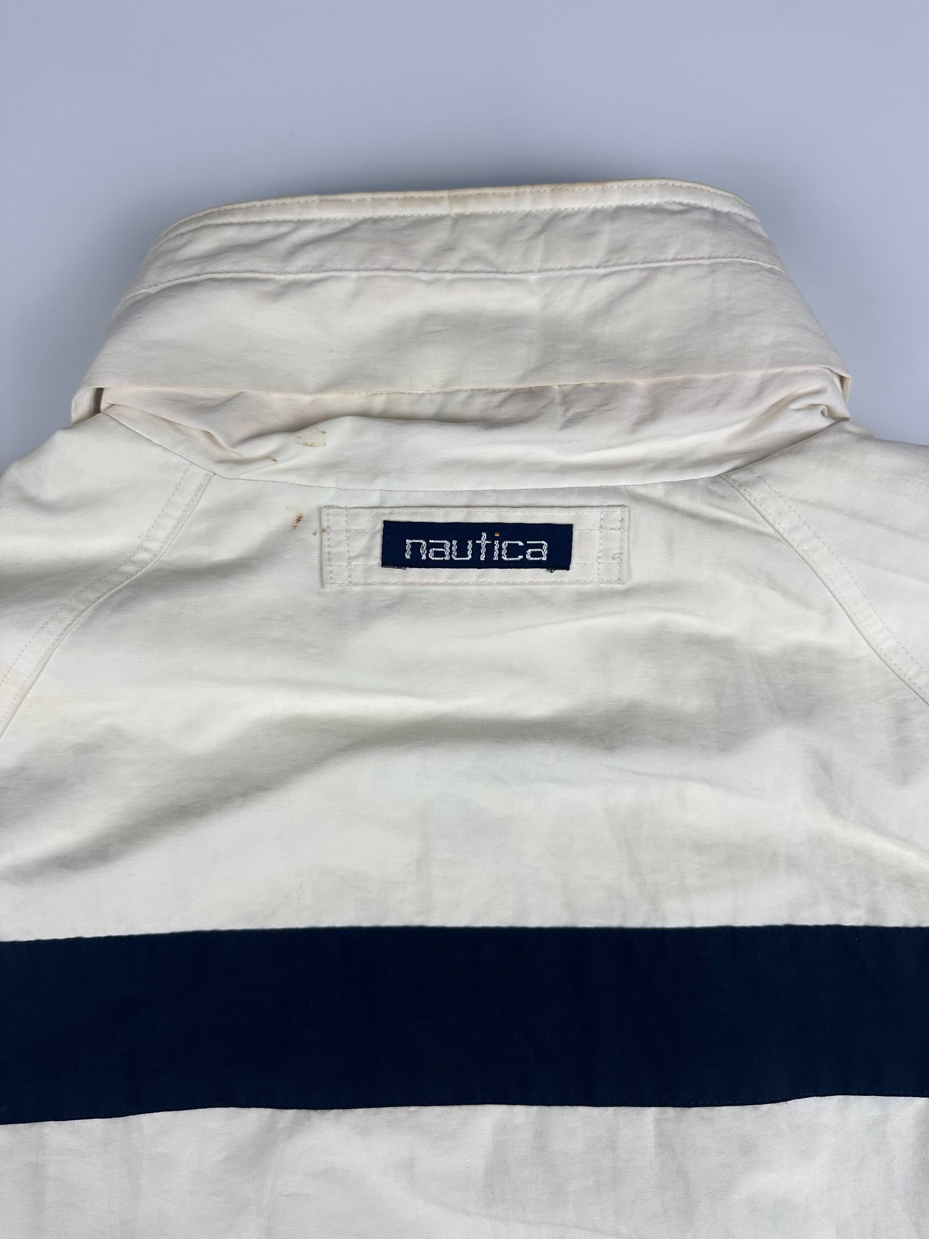 Vintage 90s Nautica Challenge J-Class Horizontal Striped Sailing Jacket (L)