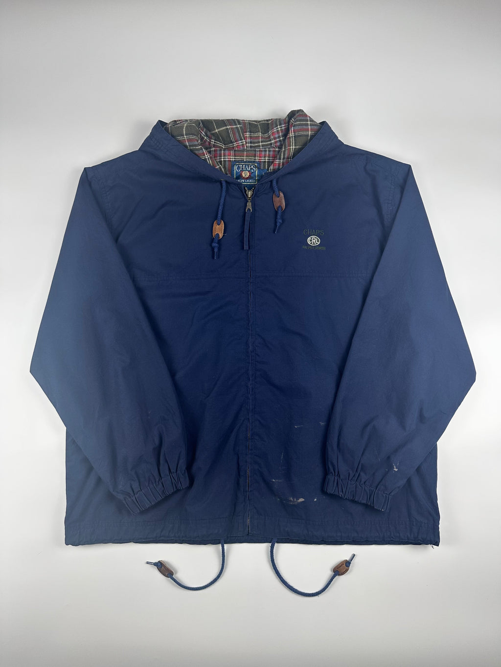 Vintage 90s Chaps Ralph Lauren Embroidered Spellout Hooded Parka Jacket (L)