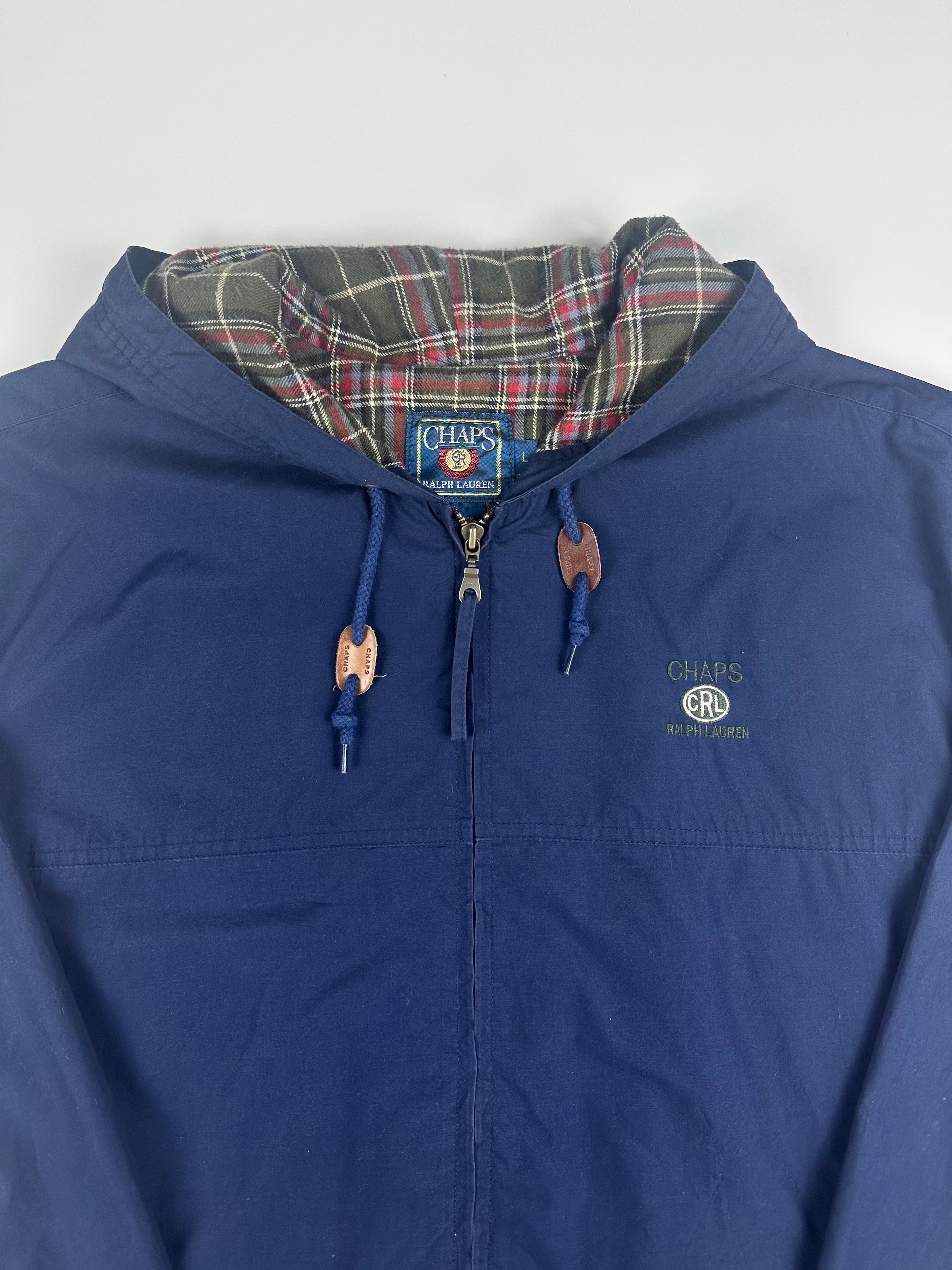 Vintage 90s Chaps Ralph Lauren Embroidered Spellout Hooded Parka Jacket (L)