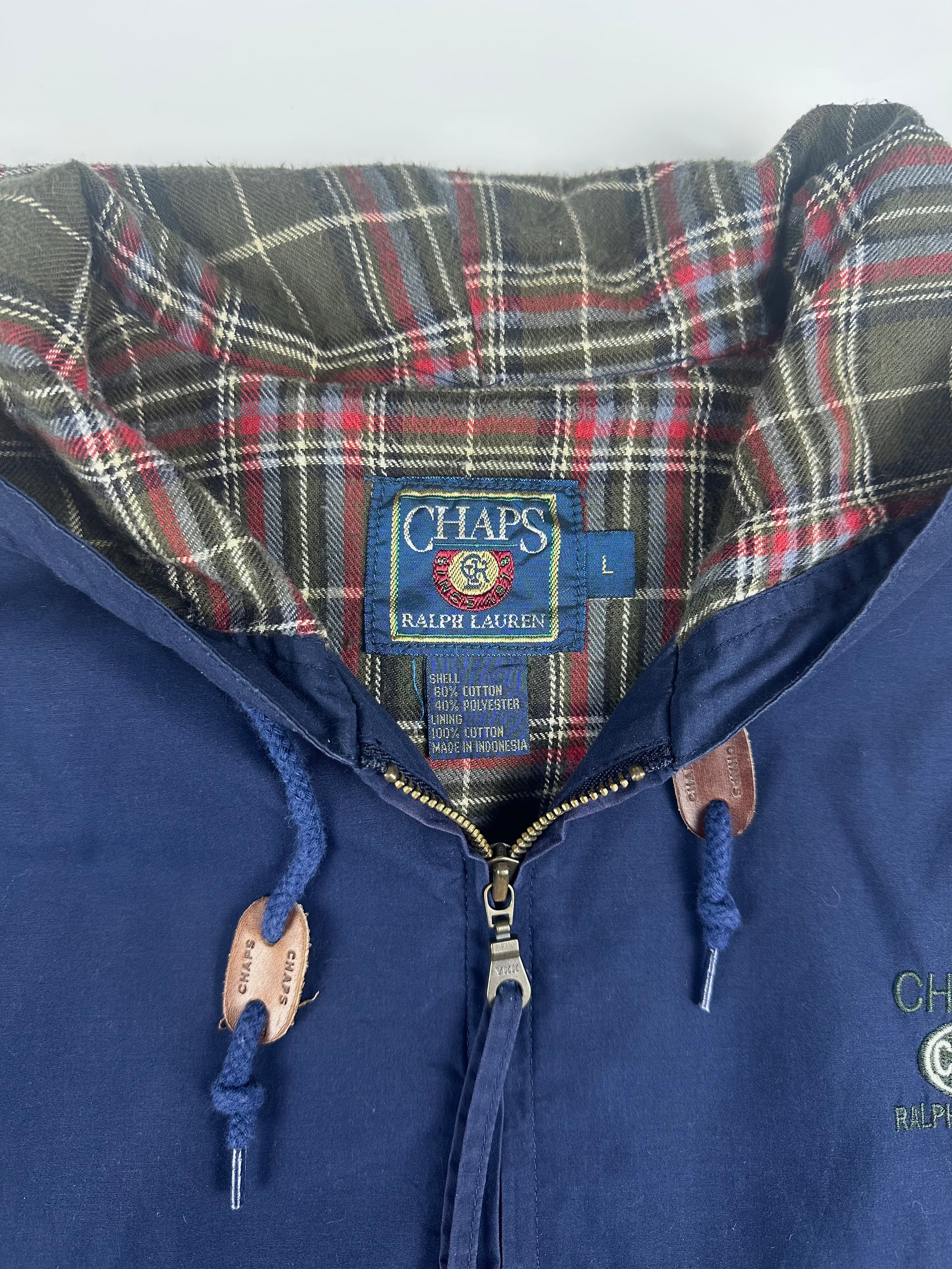 Vintage 90s Chaps Ralph Lauren Embroidered Spellout Hooded Parka Jacket (L)