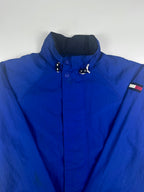 Vintage 90s Tommy Hilfiger Embroidered Collar Spellout Logo Windbreaker Jacket (L)