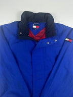 Vintage 90s Tommy Hilfiger Embroidered Collar Spellout Logo Windbreaker Jacket (L)