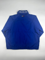 Vintage 90s Tommy Hilfiger Embroidered Collar Spellout Logo Windbreaker Jacket (L)