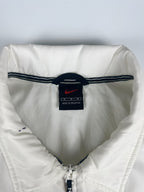 Vintage 90s Nike Embroidered Small Swoosh Horizontal Stripe Spellout Windbreaker Jacket (L)
