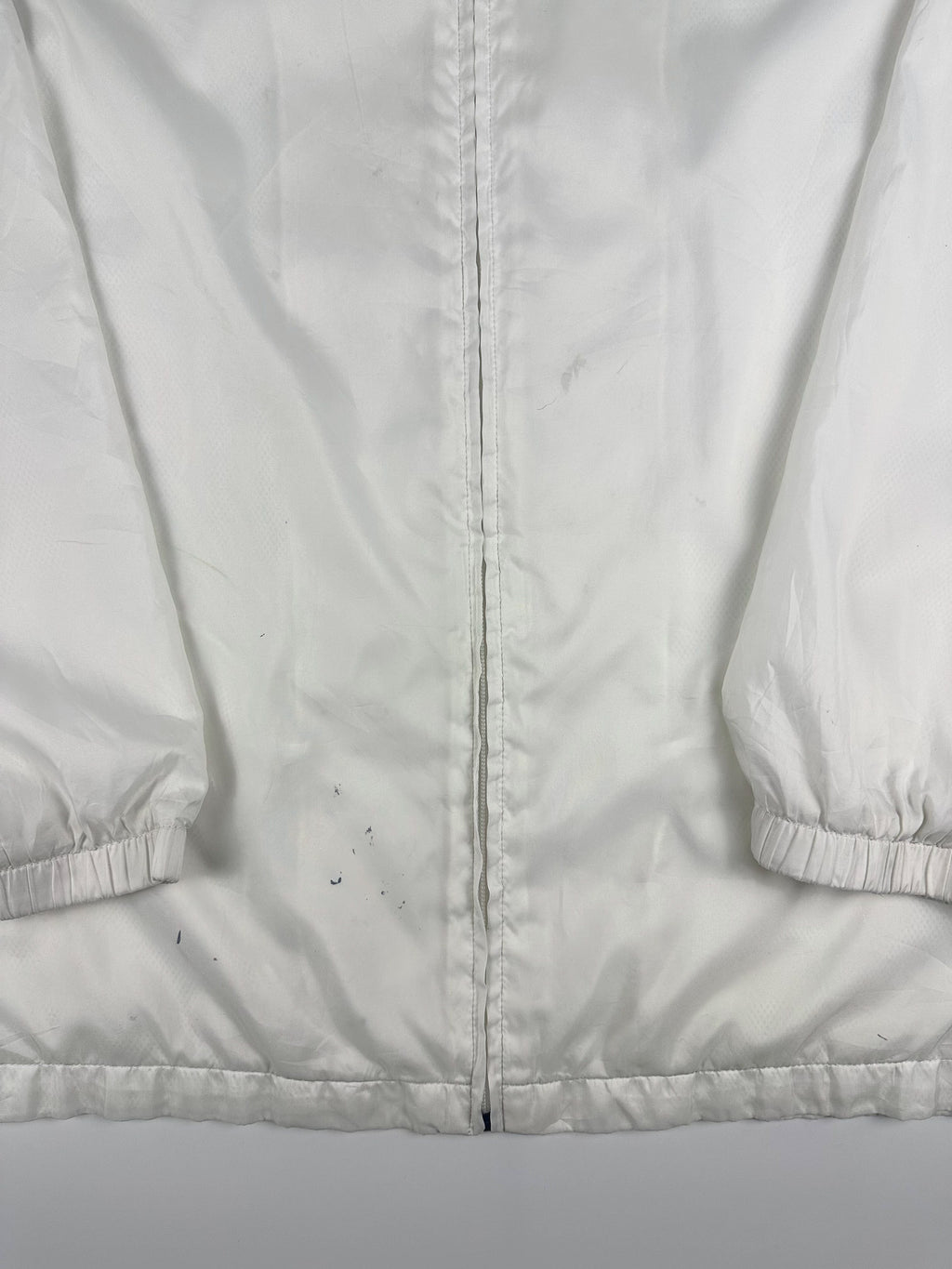 Vintage 90s Nike Embroidered Small Swoosh Horizontal Stripe Spellout Windbreaker Jacket (L)