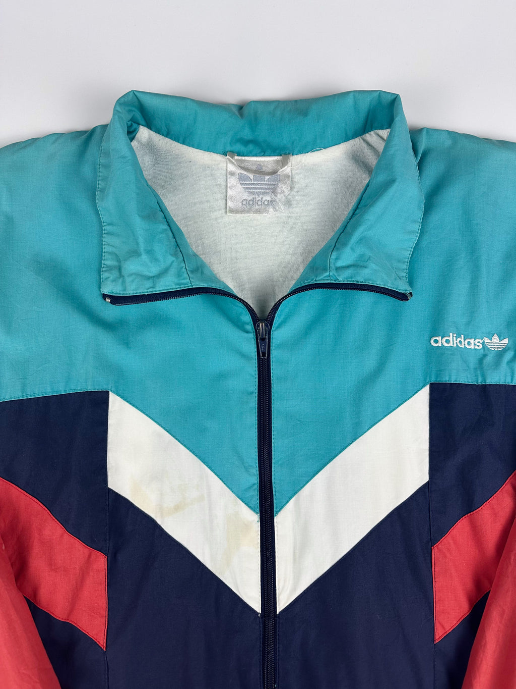 Vintage 90s Adidas Colour Block Embroidered Spellout Windbreaker Jacket (L)