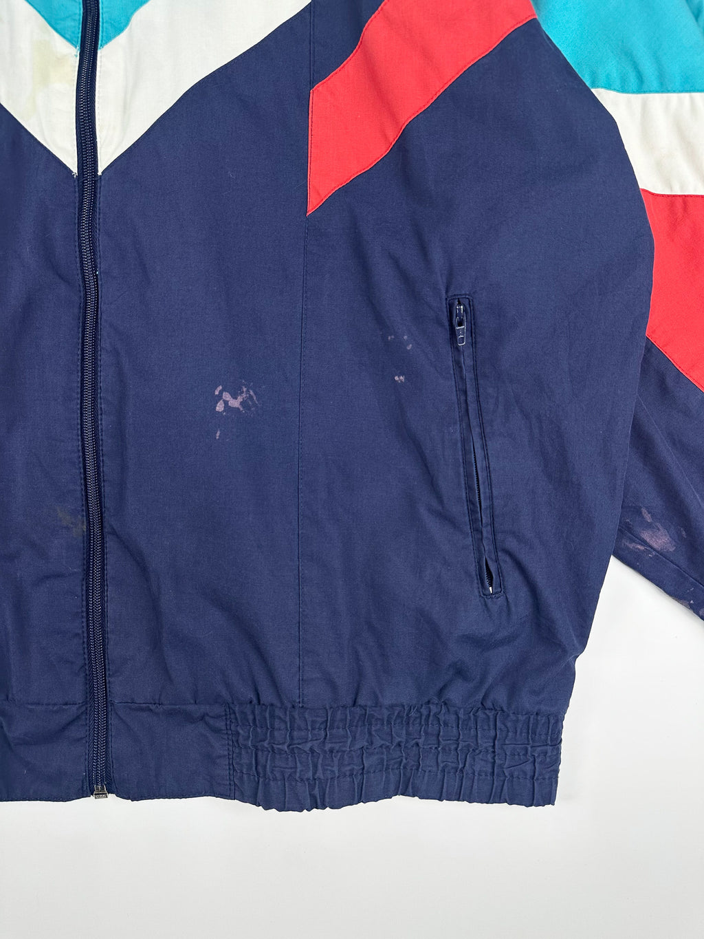 Vintage 90s Adidas Colour Block Embroidered Spellout Windbreaker Jacket (L)