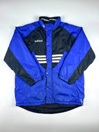 Vintage 90s Adidas 3 Stripe Trefoil Spellout Embroidered Training Parka Jacket (L)