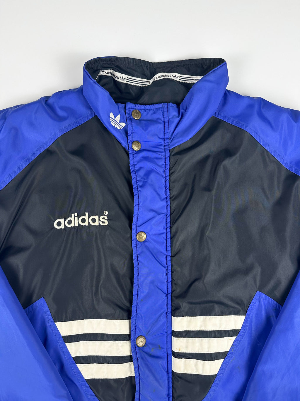 Vintage 90s Adidas 3 Stripe Trefoil Spellout Embroidered Training Parka Jacket (L)