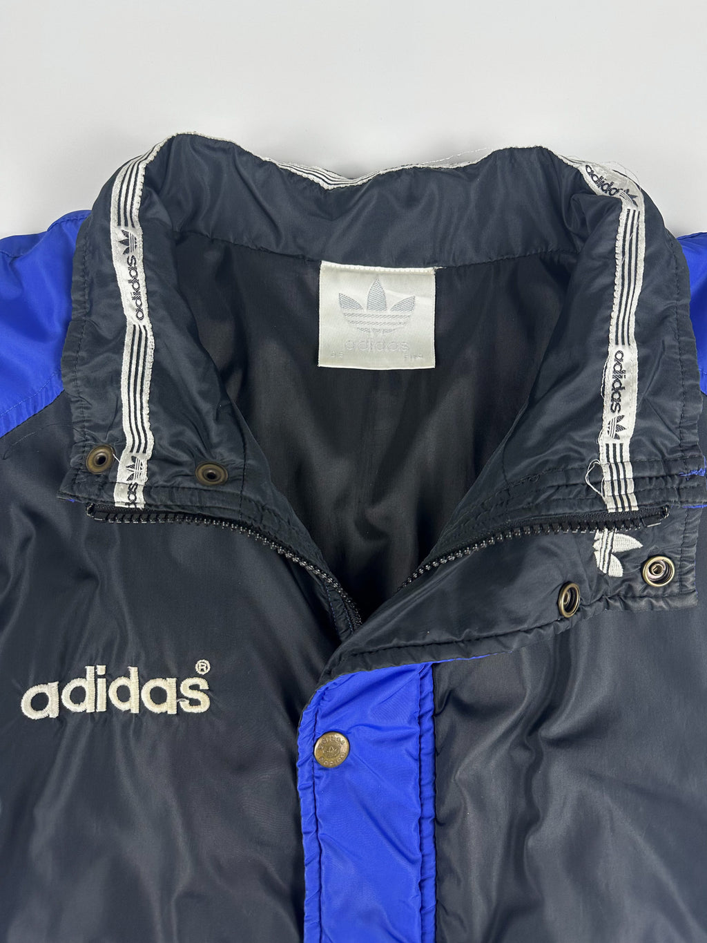 Vintage 90s Adidas 3 Stripe Trefoil Spellout Embroidered Training Parka Jacket (L)