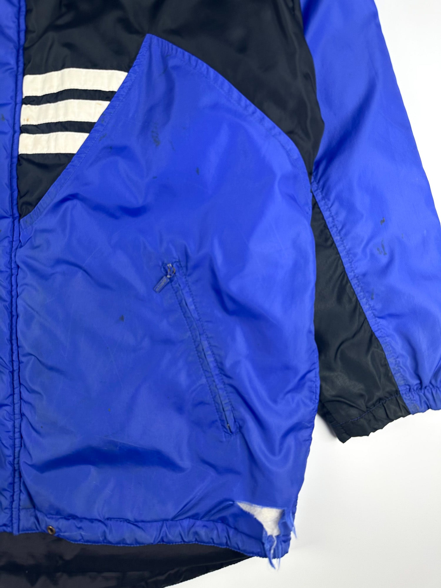Vintage 90s Adidas 3 Stripe Trefoil Spellout Embroidered Training Parka Jacket (L)