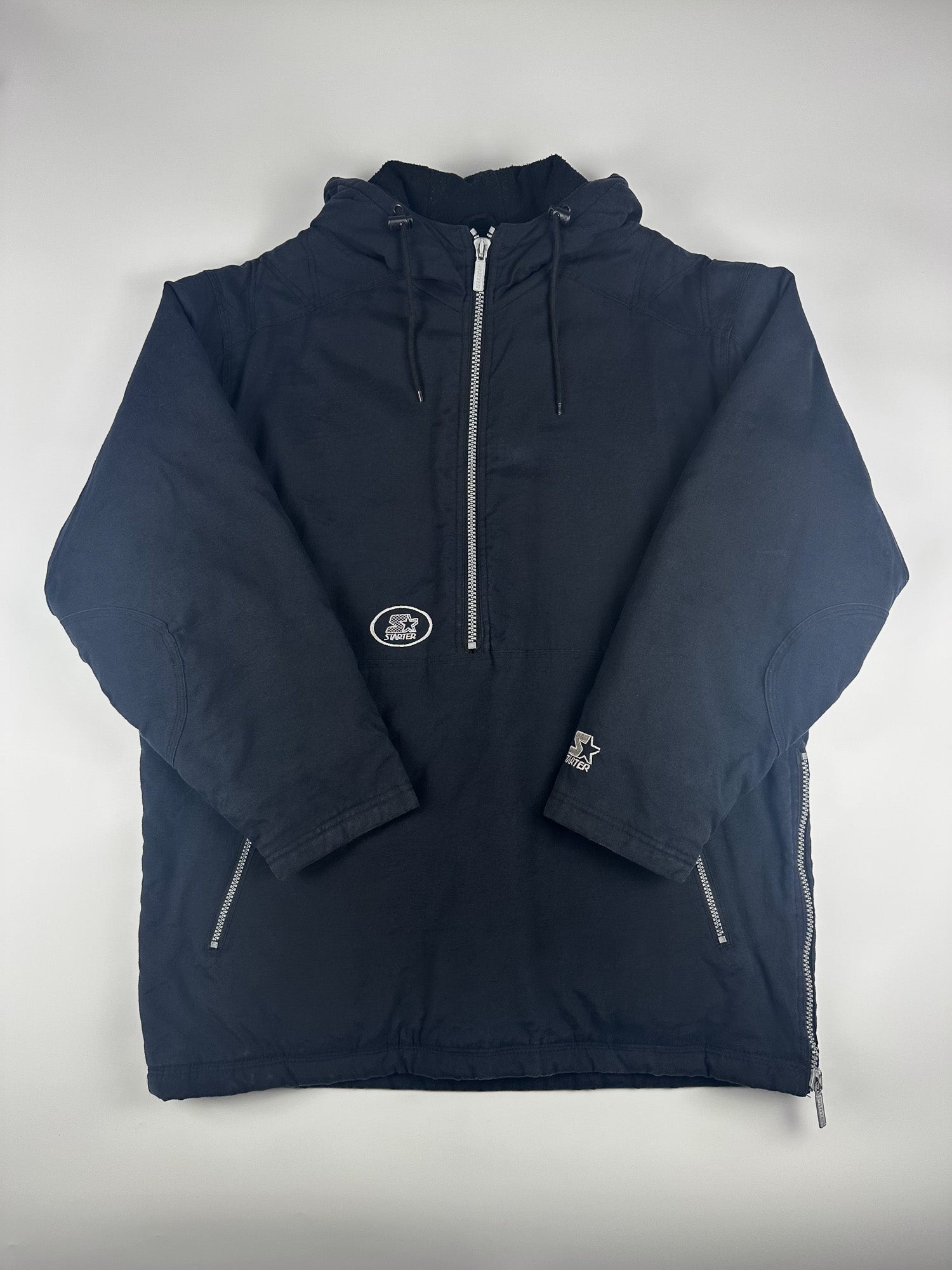 Vintage 90s Starter Brand Fleece Lined Half Zip Heavy Parka Jacket (XL)
