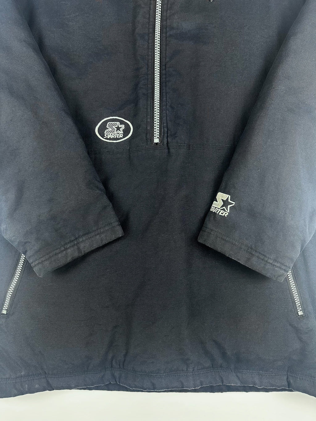 Vintage 90s Starter Brand Fleece Lined Half Zip Heavy Parka Jacket (XL)