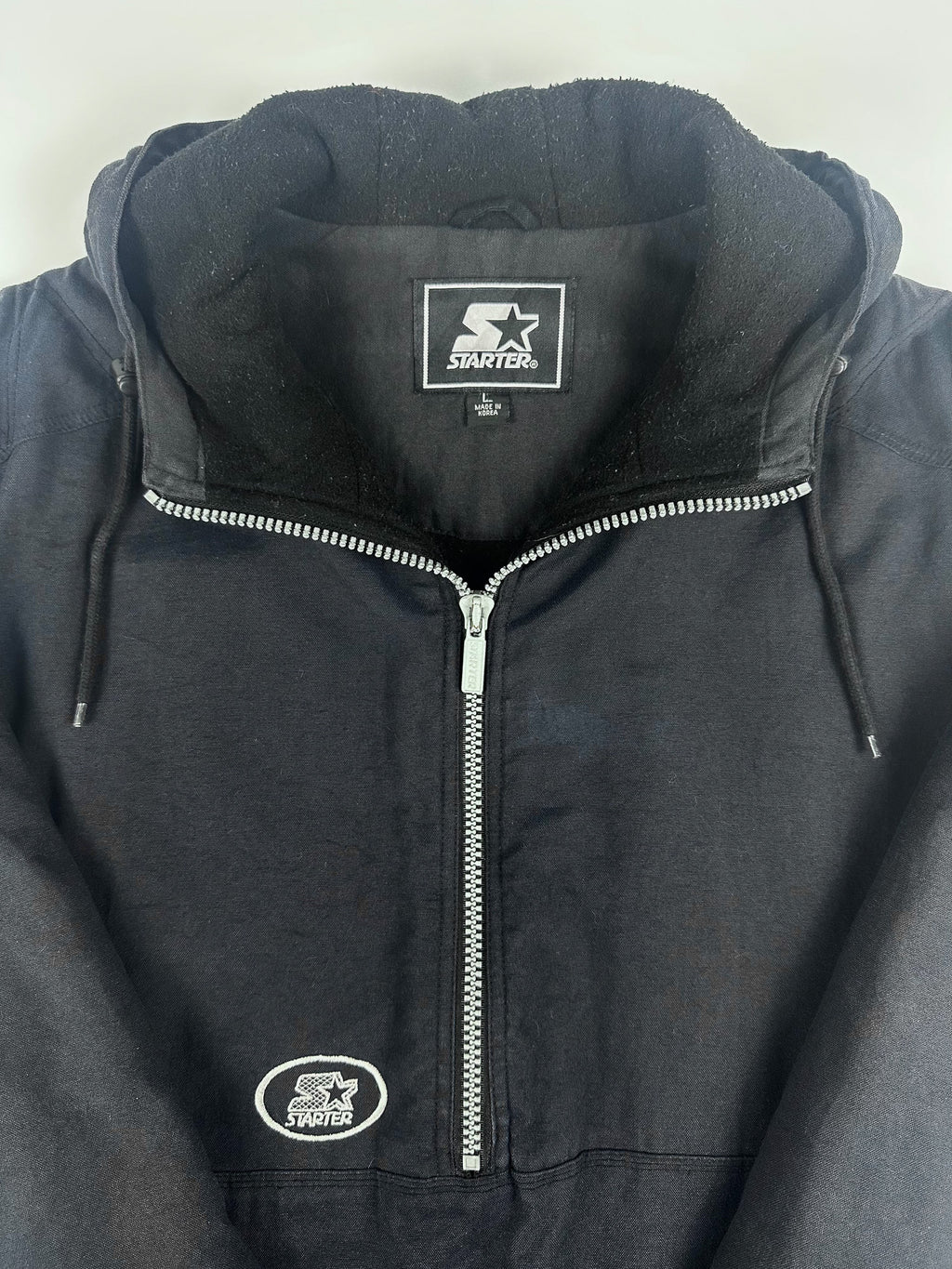 Vintage 90s Starter Brand Fleece Lined Half Zip Heavy Parka Jacket (XL)