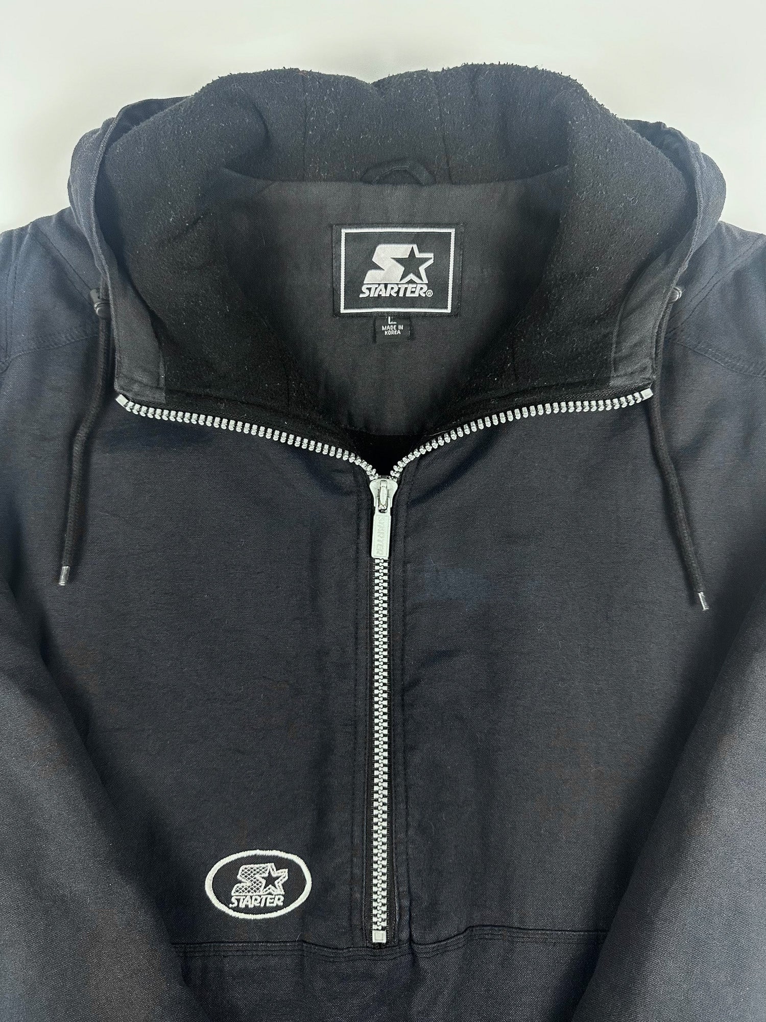 Vintage 90s Starter Brand Fleece Lined Half Zip Heavy Parka Jacket (XL)