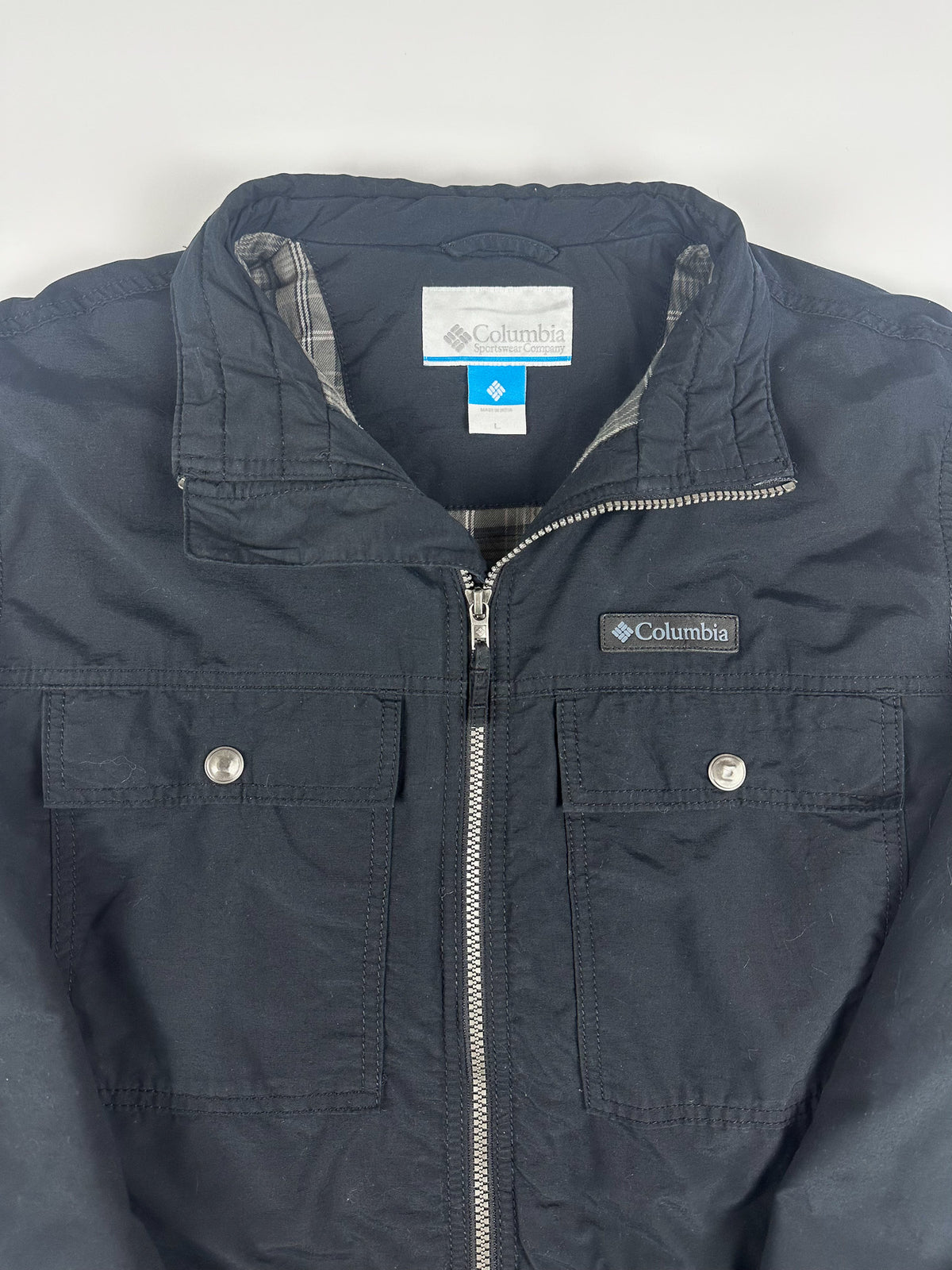 Preloved Columbia Sportwear Company Patch Logo Plaid Lined Parka Jacket (XL)