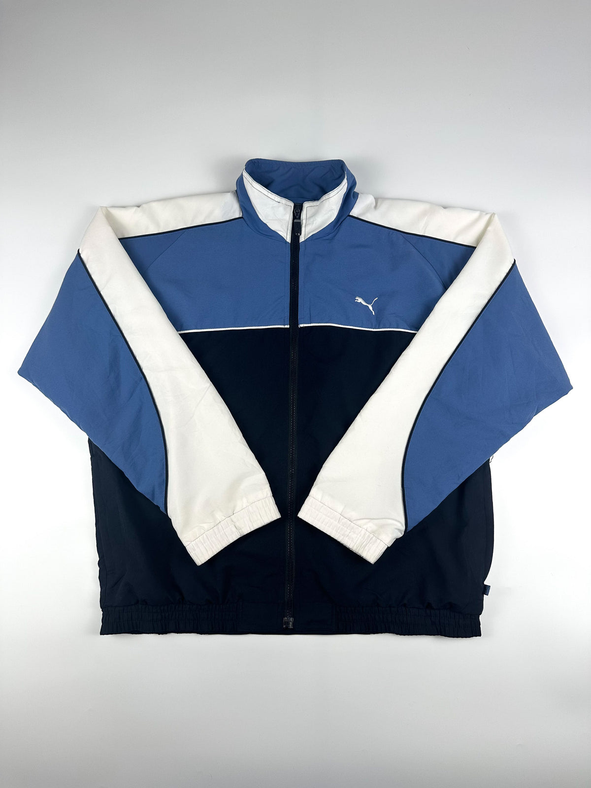 Vintage 00s Puma Embroidered Logo Colour Block Windbreaker Track Jacket (12)