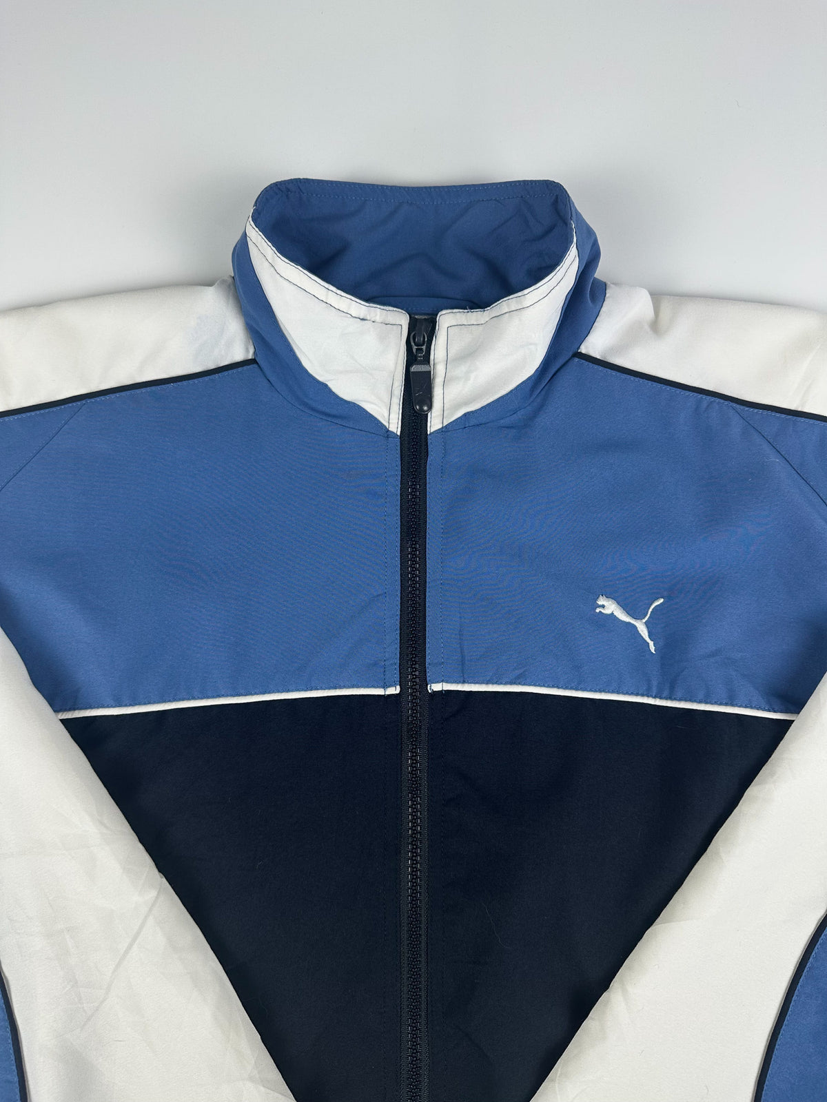 Vintage 00s Puma Embroidered Logo Colour Block Windbreaker Track Jacket (12)
