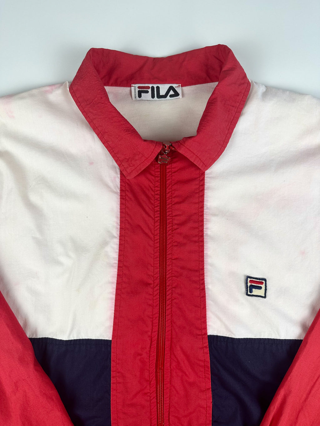 Vintage 90s Fila Logo Patch Colour Block Windbreaker Track Jacket (L)