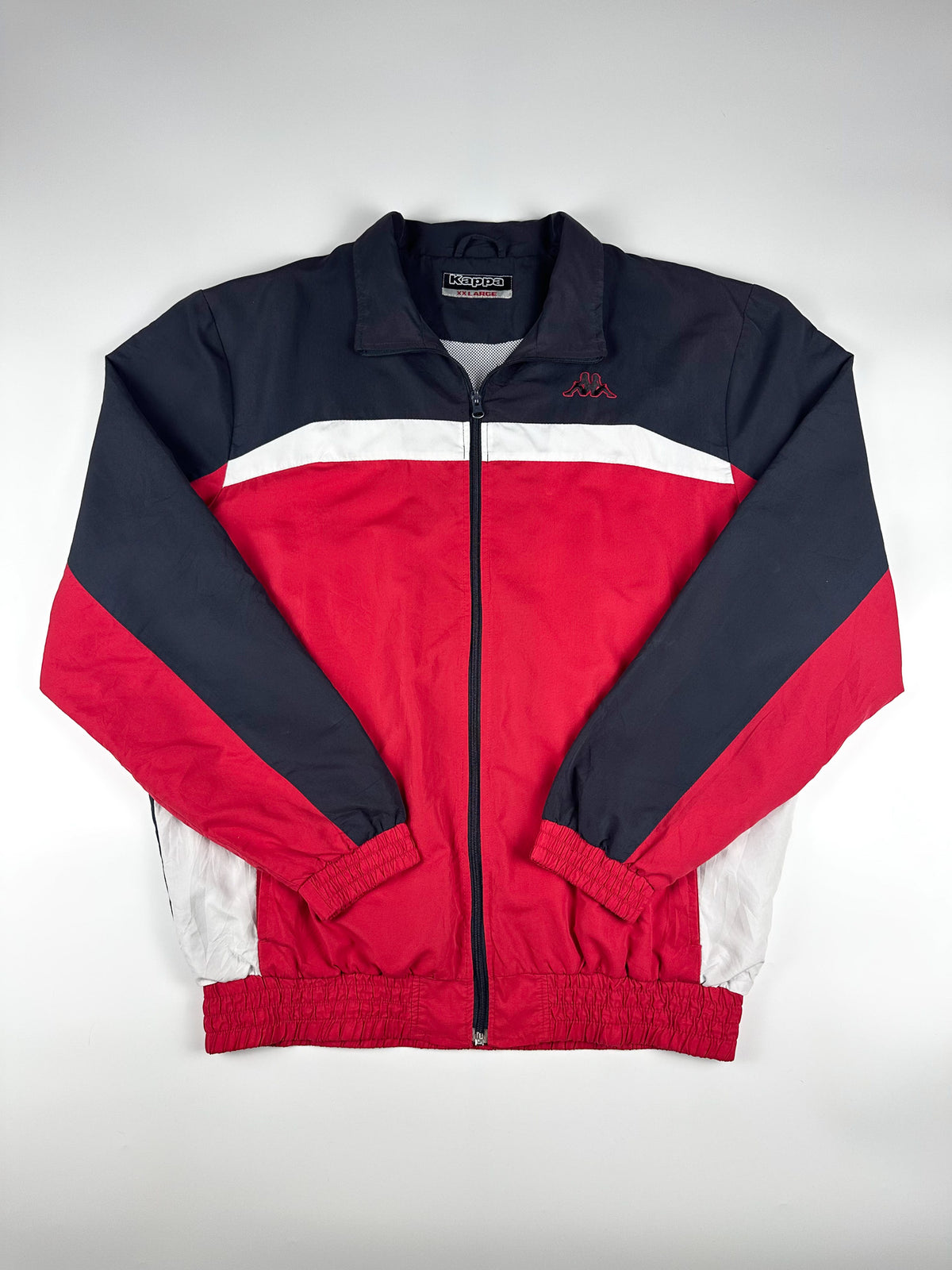 Vintage 00s Kappa Embroidered Logo Colour Block Windbreaker Track Jacket (2XL)