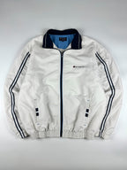 Vintage 00s Champion Embroidered Logo Tape Stripe Windbreaker Track Jacket (XL)