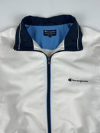 Vintage 00s Champion Embroidered Logo Tape Stripe Windbreaker Track Jacket (XL)