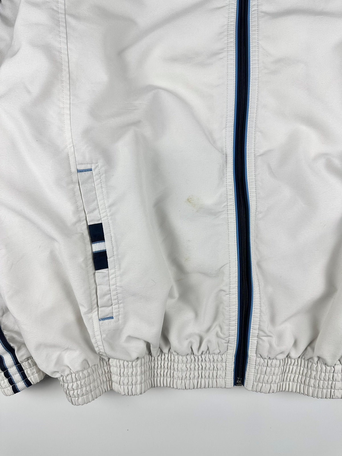 Vintage 00s Champion Embroidered Logo Tape Stripe Windbreaker Track Jacket (XL)