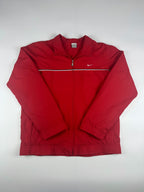Vintage 00s Nike Embroidered Mini Swoosh Striped Windbreaker Jacket (L)