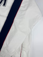 Vintage 00s Nike Embroidered Mini Swoosh Striped Windbreaker Jacket (XL)