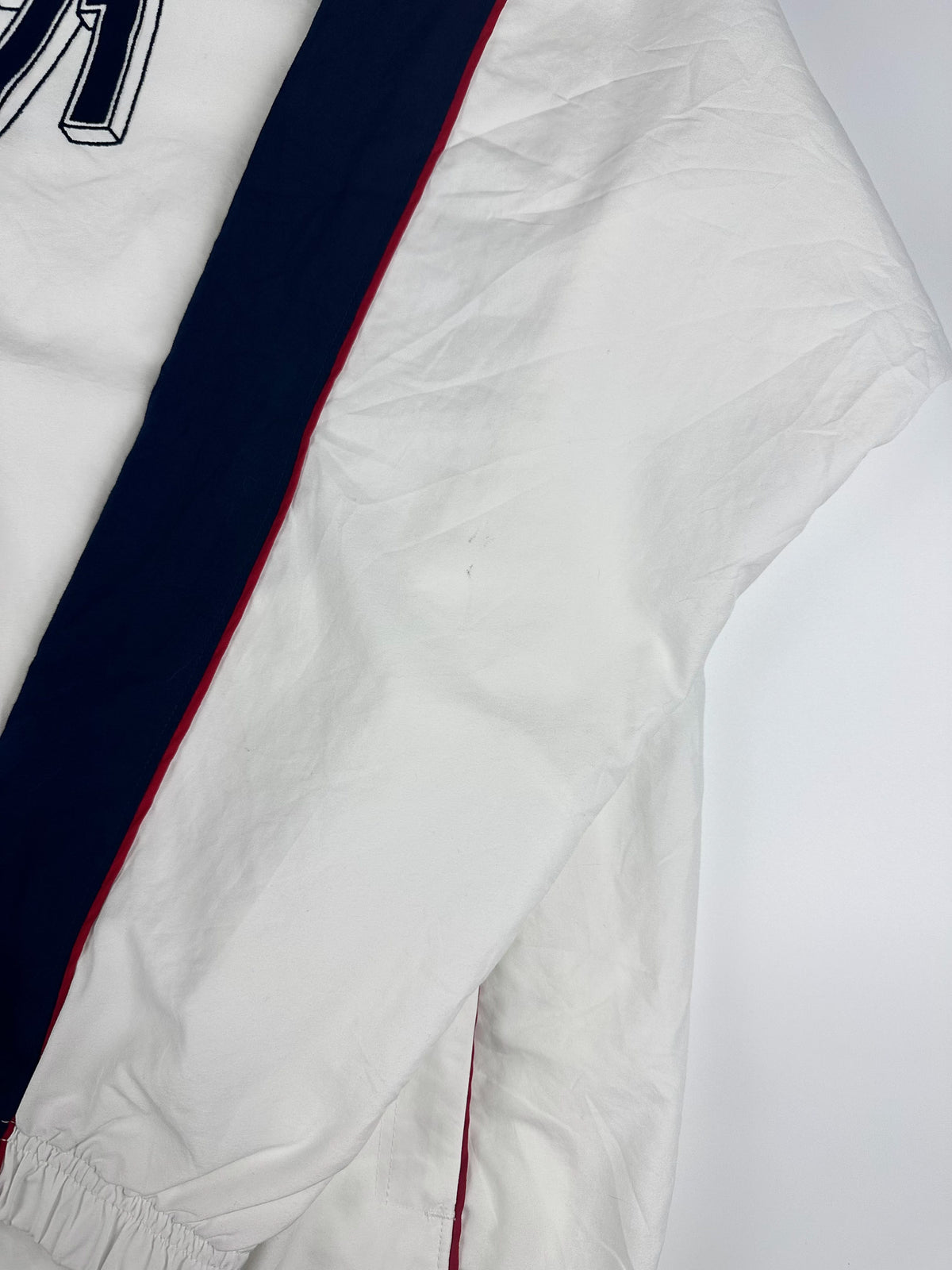 Vintage 00s Nike Embroidered Mini Swoosh Striped Windbreaker Jacket (XL)