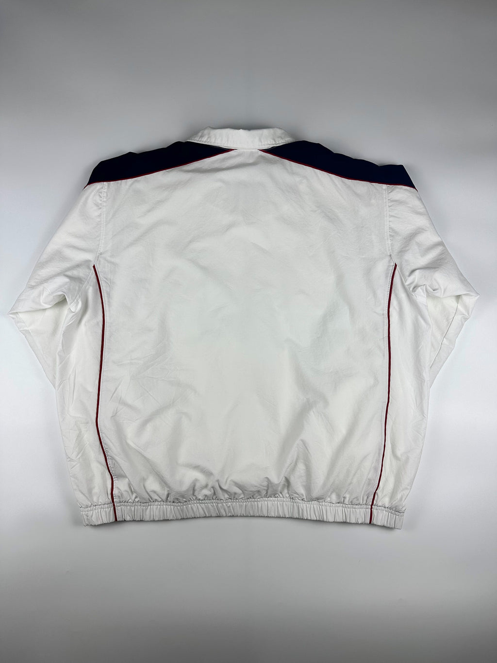 Vintage 00s Nike Embroidered Mini Swoosh Striped Windbreaker Jacket (XL)