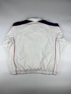 Vintage 00s Nike Embroidered Mini Swoosh Striped Windbreaker Jacket (XL)