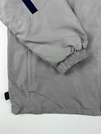 Vintage 90s Nike Embroidered Swoosh Logo Spellout Striped Windbreaker Jacket (XL)