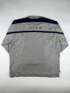 Vintage 90s Nike Embroidered Swoosh Logo Spellout Striped Windbreaker Jacket (XL)