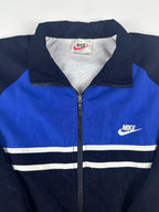 Vintage 90s Nike Embroidered Club Logo Big Swoosh Striped Windbreaker Jacket (L)