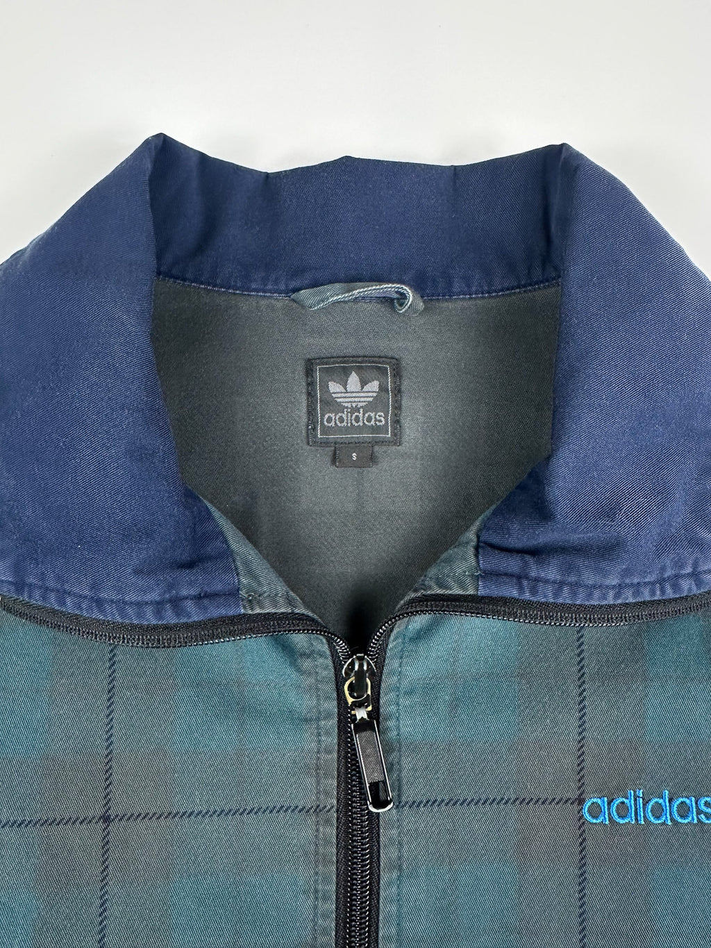 Preloved 00s 2007 Adidas 3 Stripe Embroidered Logo Plaid Bomber Jacket (S)