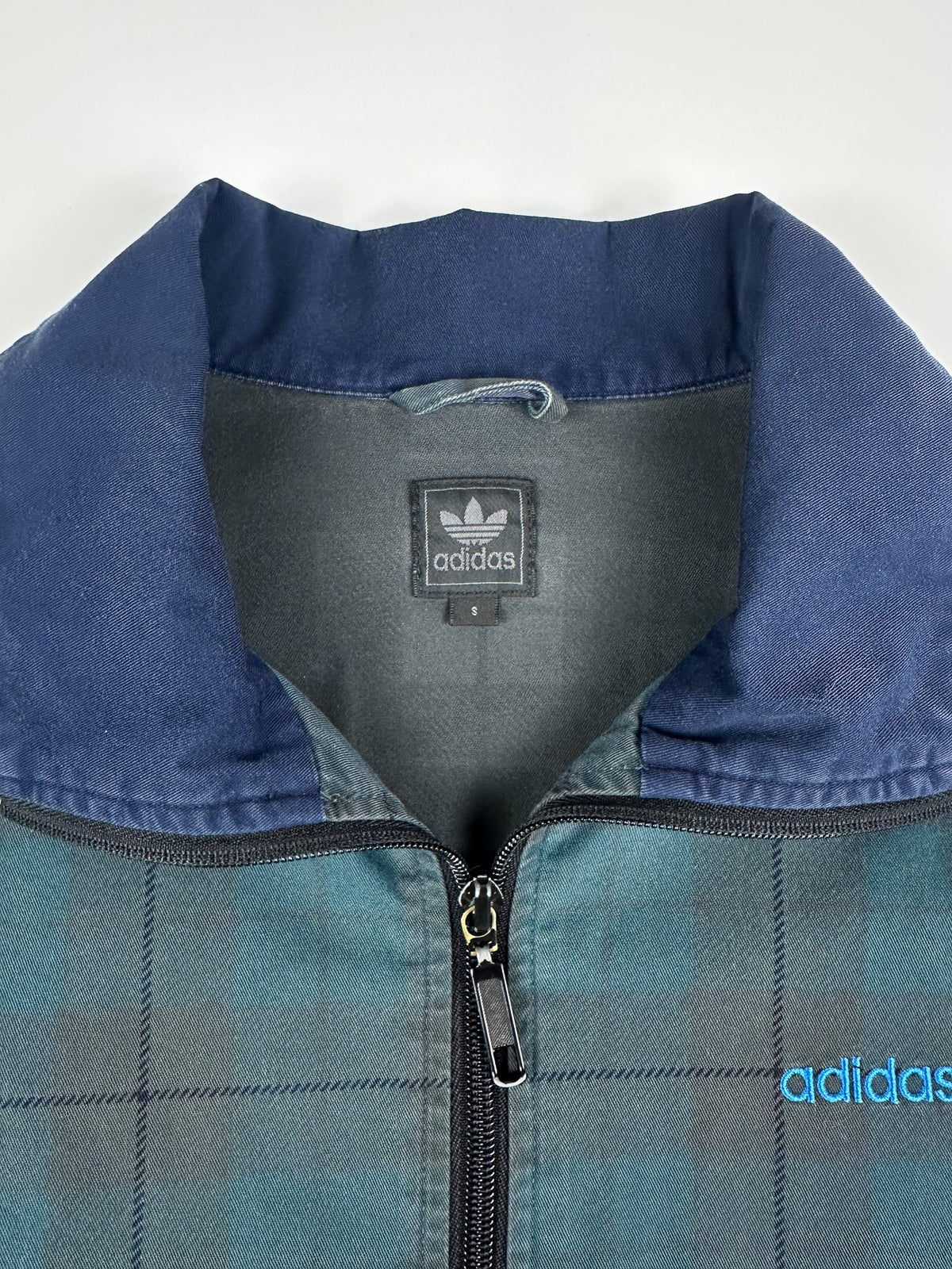 Preloved 00s 2007 Adidas 3 Stripe Embroidered Logo Plaid Bomber Jacket (S)