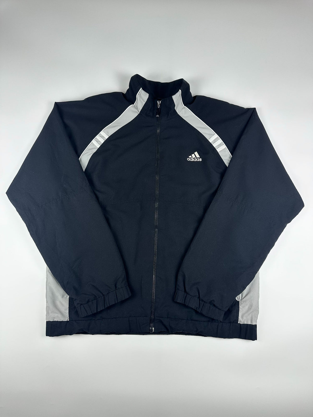 Vintage 00s 2004 Adidas 3 Stripe Embroidered Logo Windbreaker Jacket (XL)