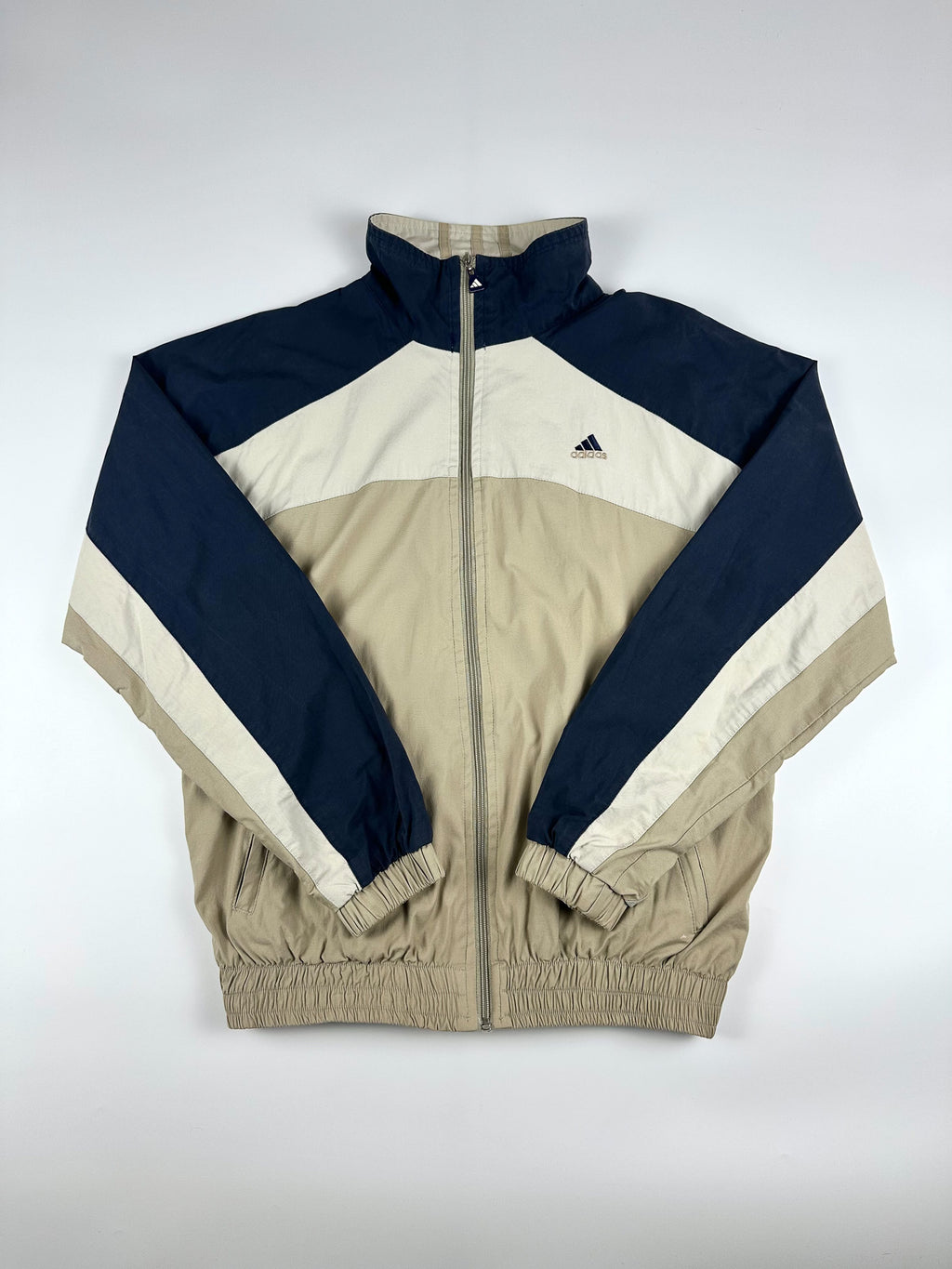 Vintage 00s Adidas 3 Stripe Colour Block 2 Tone Embroidered Logo Windbreaker Jacket (L)