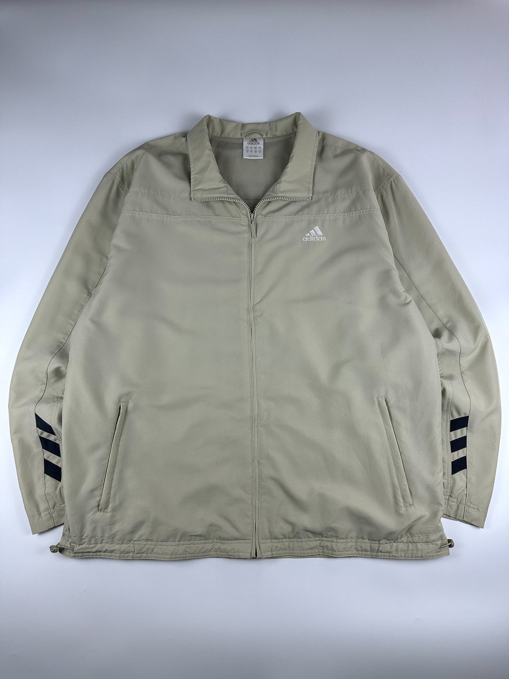Vintage 00s 2004 Adidas 3 Stripe Embroidered Logo Windbreaker Jacket (XL)