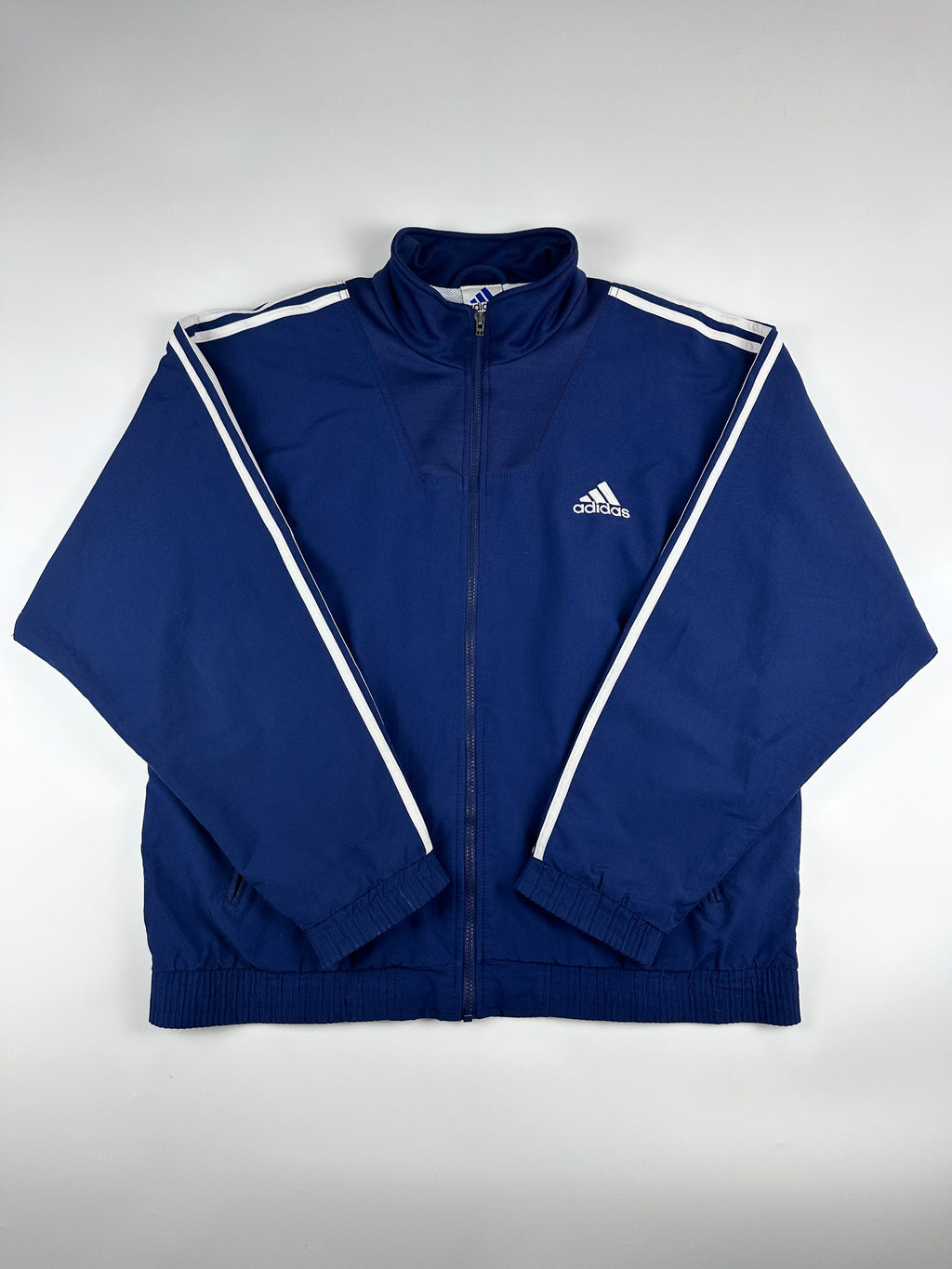Vintage 90s 1999 Adidas 3 Stripe Embroidered Logo Windbreaker Jacket (XL)
