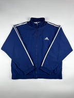 Vintage 90s 1999 Adidas 3 Stripe Embroidered Logo Windbreaker Jacket (XL)