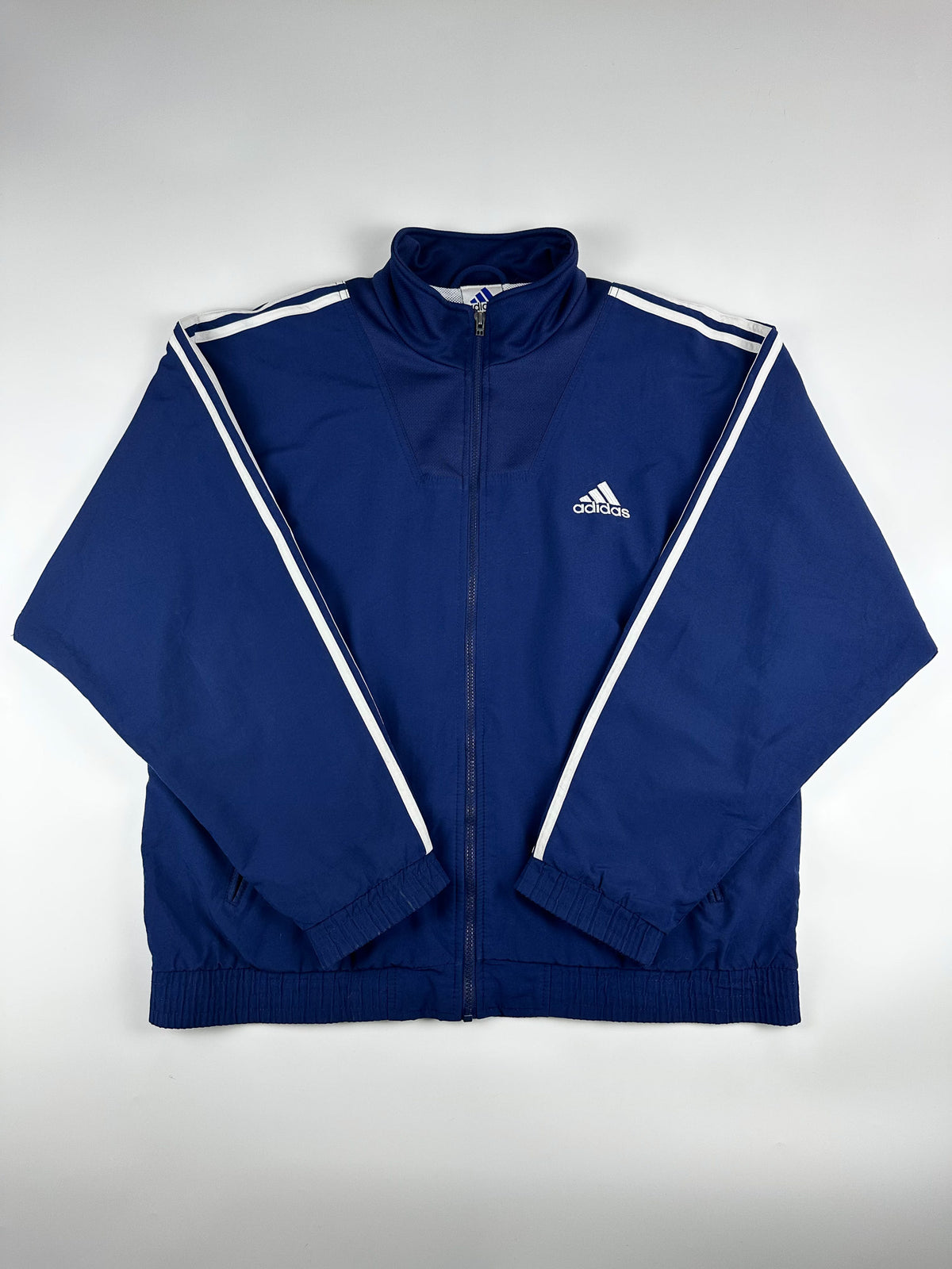 Vintage 90s 1999 Adidas 3 Stripe Embroidered Logo Windbreaker Jacket (XL)