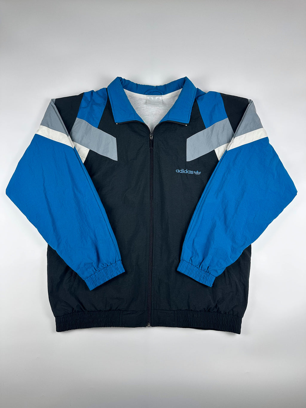 Vintage 90s Adidas Geometric Colour Block Embroidered Trefoil Windbreaker Jacket (L)